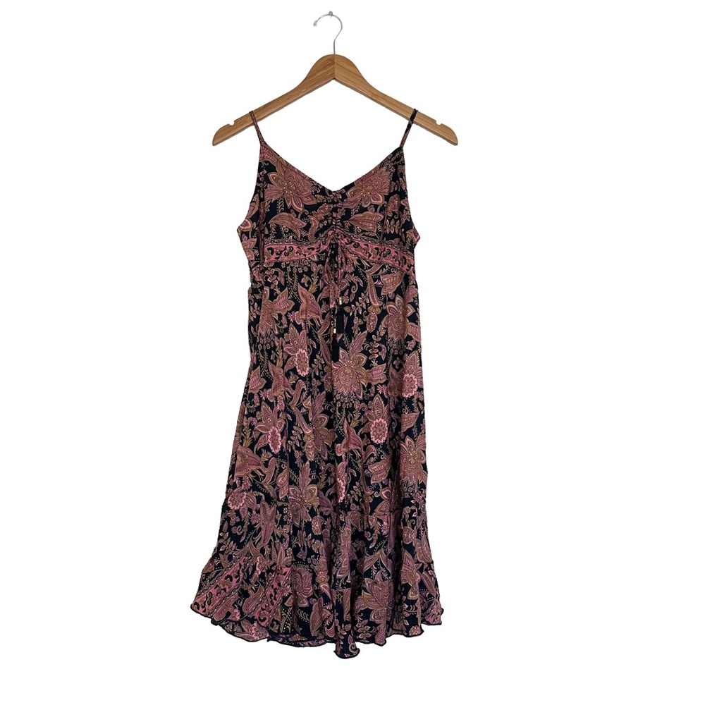 Floral Pink and Black Mini Dress